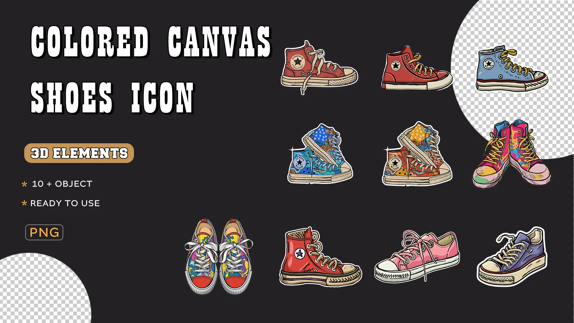 Trendy Colored Canvas Shoes Icon Pack image
